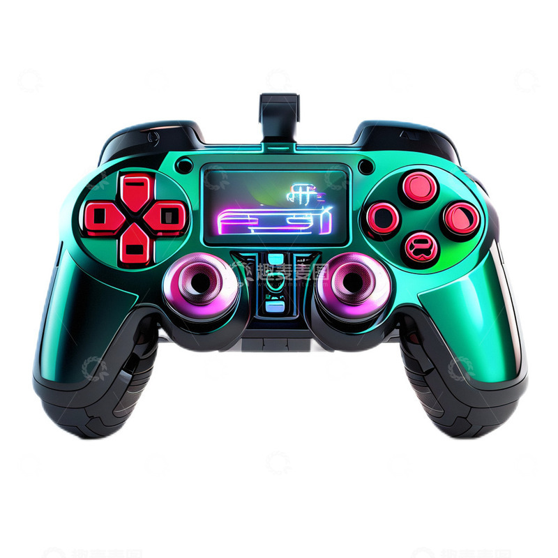 高清大图下载【趣麦麦图】3D立体游戏机械手柄科技绿色