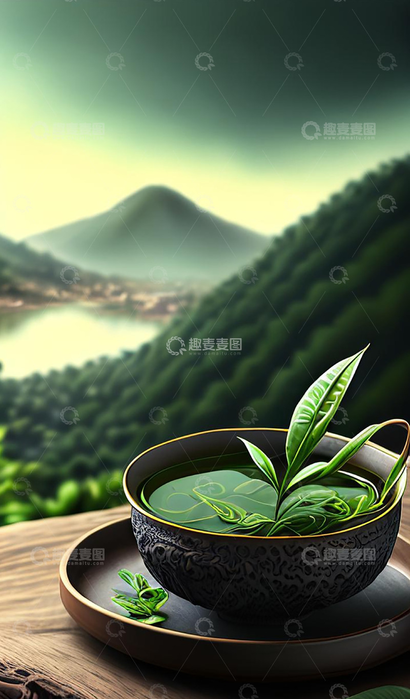 高清大图下载【趣麦麦图】春茶背景元素