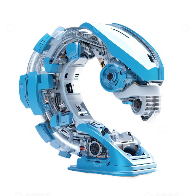 高清大图下载【趣麦麦图】3D立体科技未来机械臂机器蓝色右侧