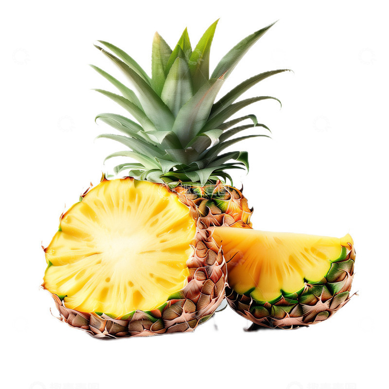 高清大图下载【趣麦麦图】3D立体水果菠萝切开热带新鲜植物