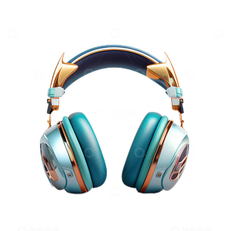 高清大图下载【趣麦麦图】3D立体可爱卡通耳机蓝色