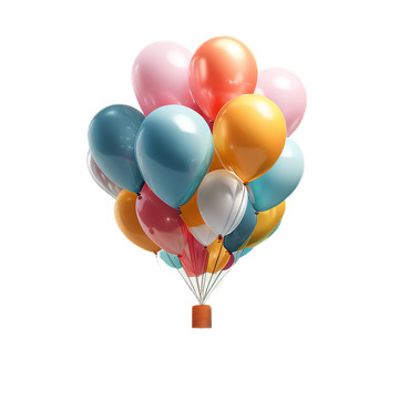 3D立体卡通气球童话七彩