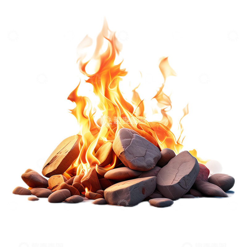 高清大图下载【趣麦麦图】3D立体可爱卡通篝火野炊