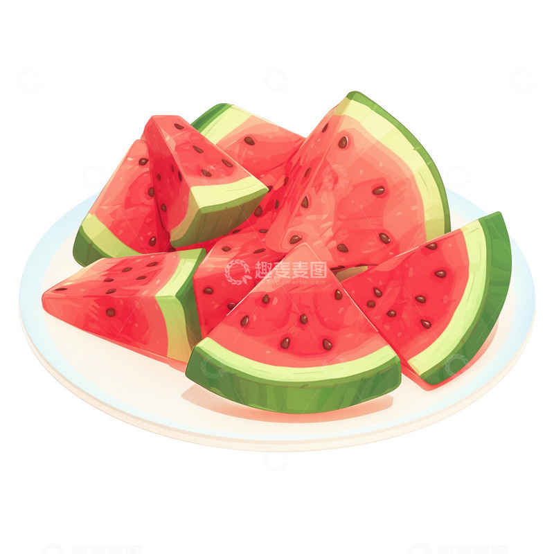 高清大图下载【趣麦麦图】放在盘中的西瓜