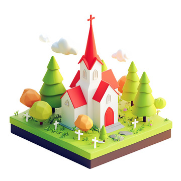 3D卡通花园教堂沙盘2