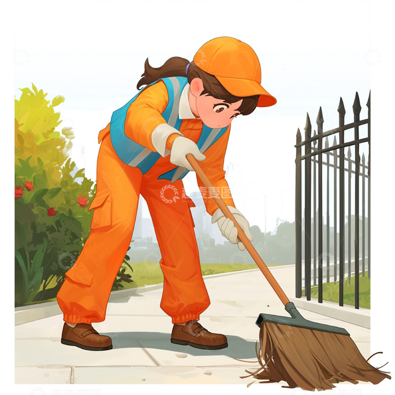高清大图下载【趣麦麦图】清洁工人职业卡通元素