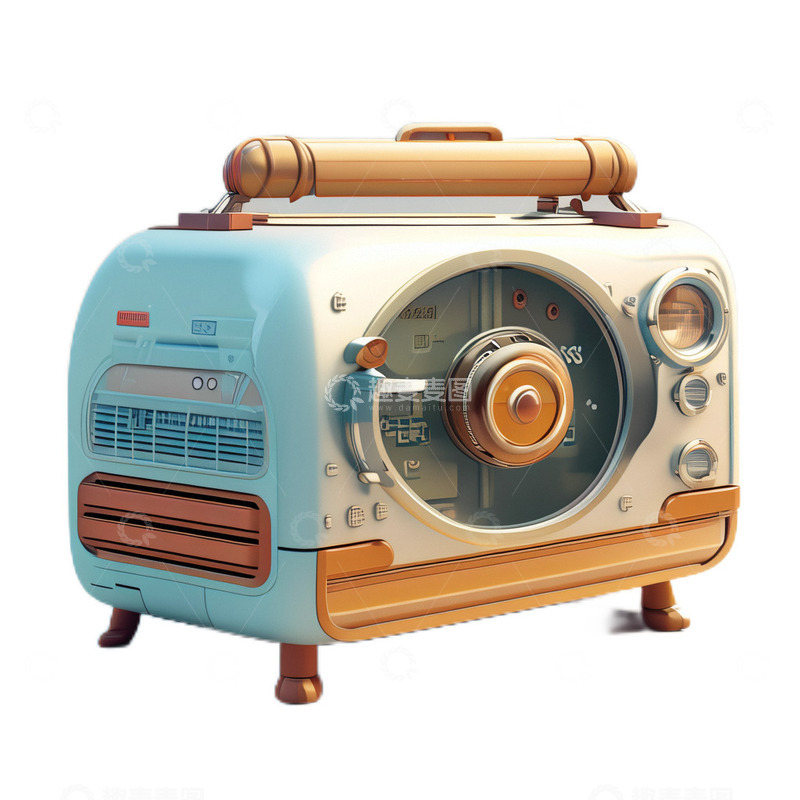 高清大图下载【趣麦麦图】3D立体可爱卡通收音机机械