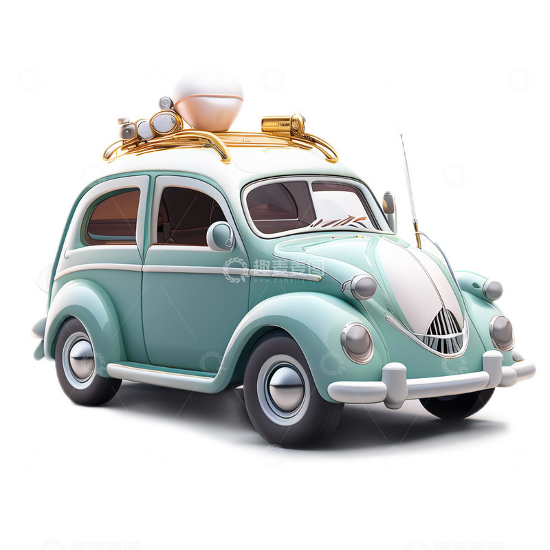 高清大图下载【趣麦麦图】3D立体可爱卡通小轿车童话
