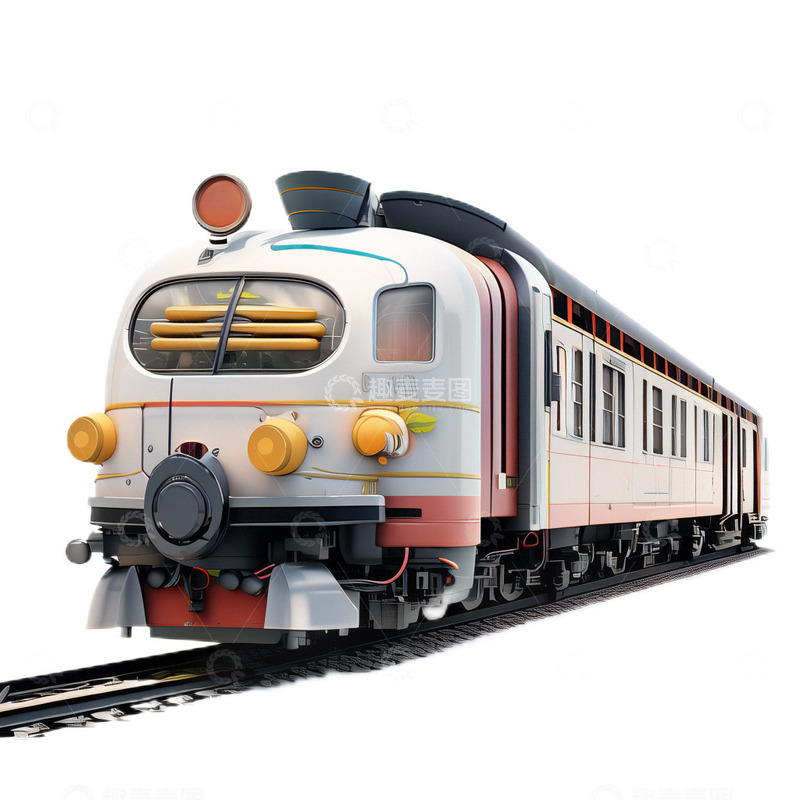 高清大图下载【趣麦麦图】3D立体卡通可爱火车白色交通工具