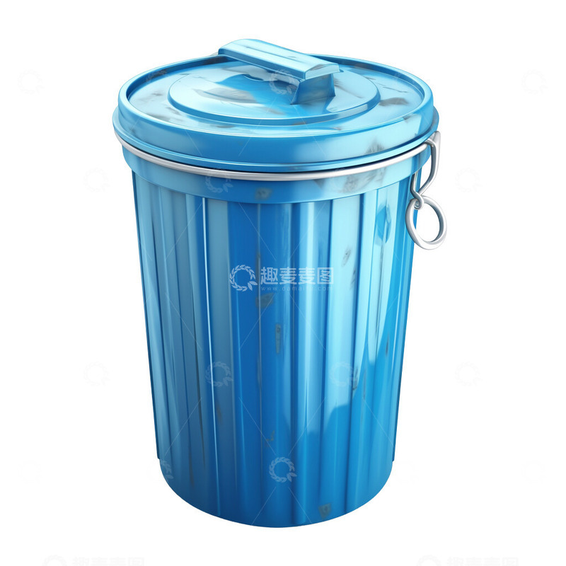 高清大图下载【趣麦麦图】蓝色垃圾桶环保循环