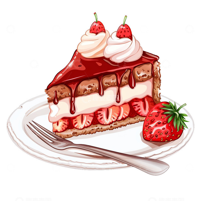 高清大图下载【趣麦麦图】美味草莓奶油蛋糕