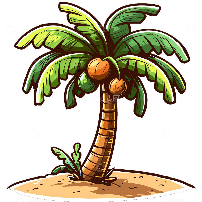 夏日沙滩椰子树