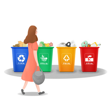 垃圾分类丢垃圾场景