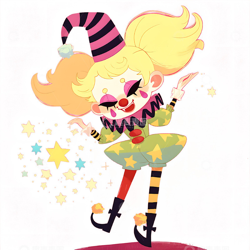 高清大图下载【趣麦麦图】愚人节小丑人物元素奇幻卡通风格
