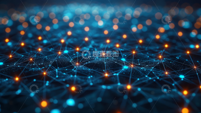 高清大图下载【趣麦麦图】蓝色科技光效几何电路线条背景