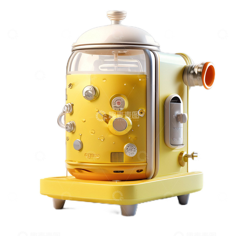 高清大图下载【趣麦麦图】3D立体卡通榨汁机可爱黄色