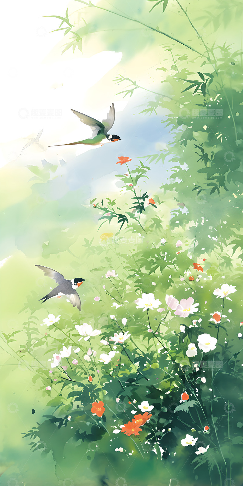 高清大图下载【趣麦麦图】节气海报背景插画背景