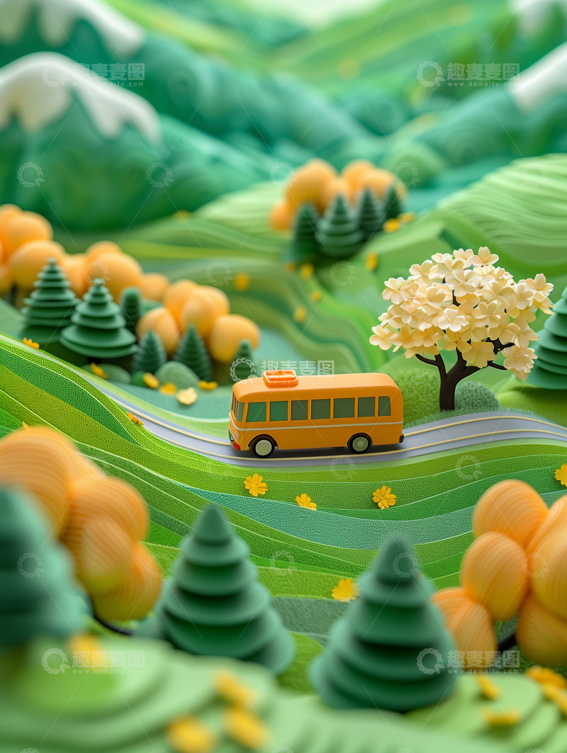 高清大图下载【趣麦麦图】粘土风春天背景