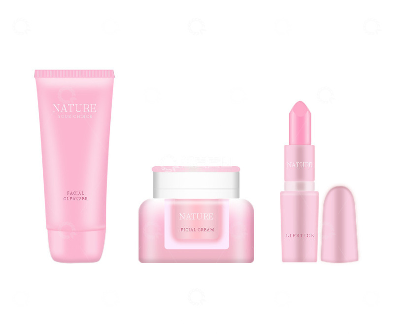 源文件下载【趣麦麦图】化妆品礼物口红洁面面霜乳液护肤品唇膏美妆