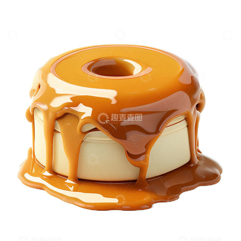 高清大图下载【趣麦麦图】3D立体卡通可爱焦糖布丁西餐