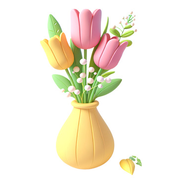 卡通可爱粘土风格花束素材