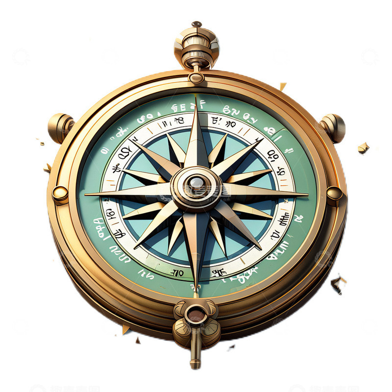 高清大图下载【趣麦麦图】3D立体卡通航海旅行指南针