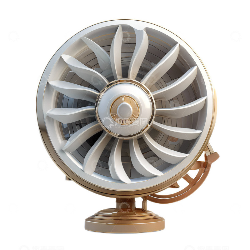 高清大图下载【趣麦麦图】3D立体卡通电风扇白色机械吹风乘凉