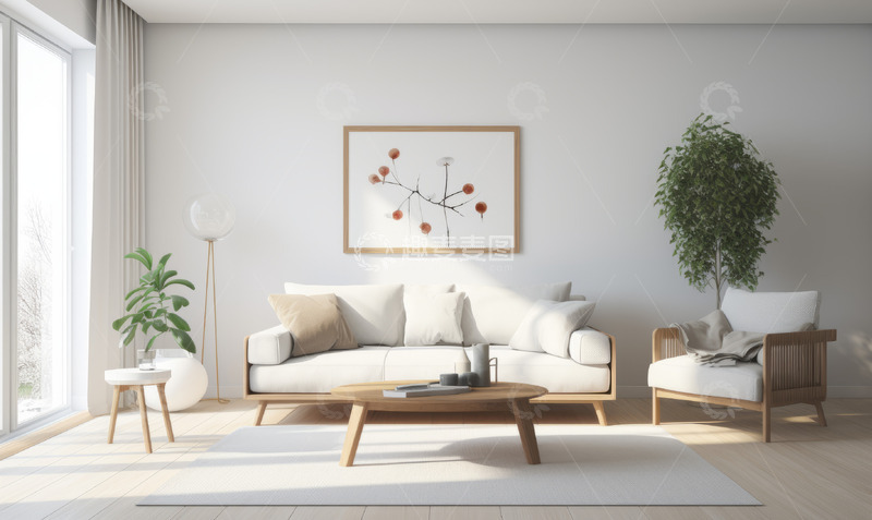 高清大图下载【趣麦麦图】室内场景简约白色海报背景