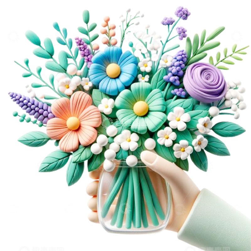 高清大图下载【趣麦麦图】卡通清新3D花束素材