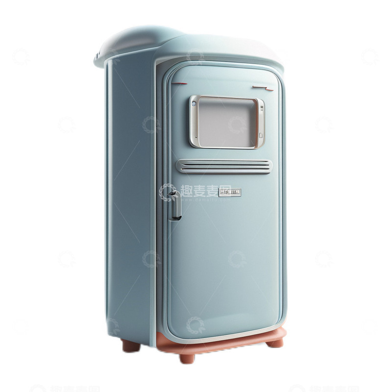高清大图下载【趣麦麦图】3D立体卡通厨房冰箱蓝色