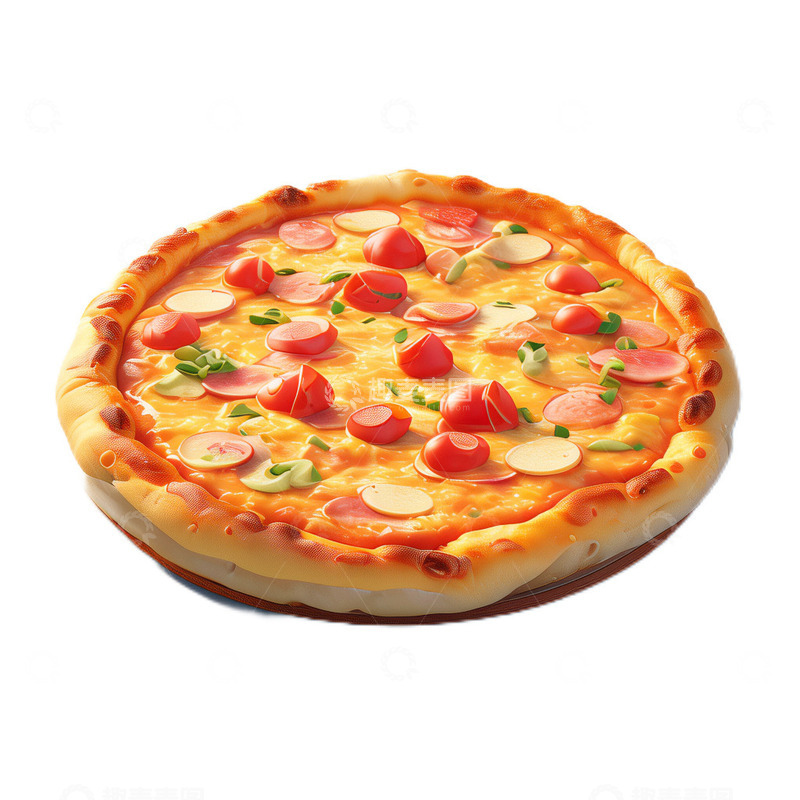 高清大图下载【趣麦麦图】3D立体卡通披萨食物西餐快餐