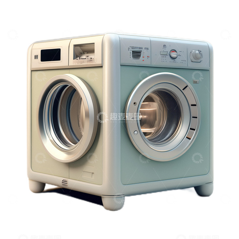 高清大图下载【趣麦麦图】3D立体卡通洗衣机机器白色