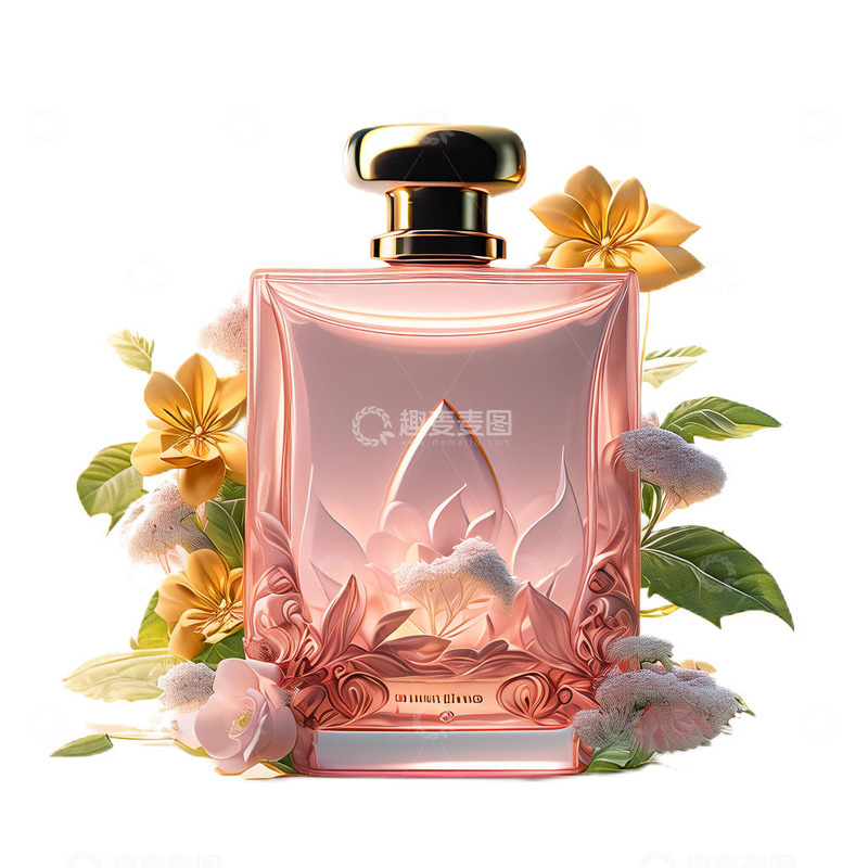 高清大图下载【趣麦麦图】3D立体卡通香水化妆品美妆粉色