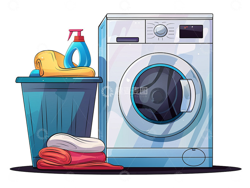 高清大图下载【趣麦麦图】洗衣机洗衣服场景