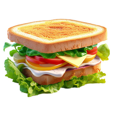 3D立体卡通三明治食物早餐面包美食