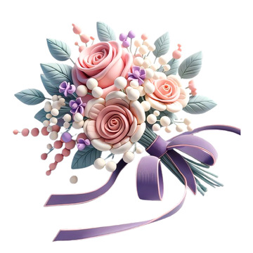 清新3D粘土花束素材