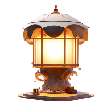 3D立体卡通石头路灯灯光