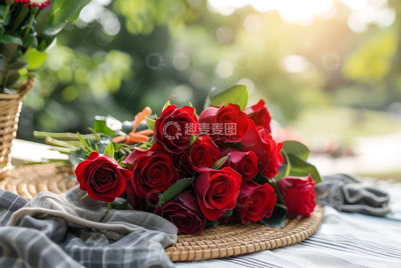 高清大图下载【趣麦麦图】桌子上的红色玫瑰