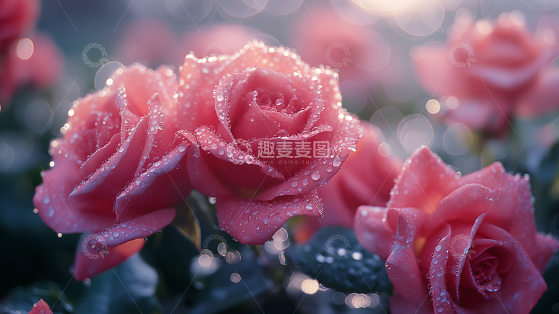 高清大图下载【趣麦麦图】粉色玫瑰花唯美天空背景