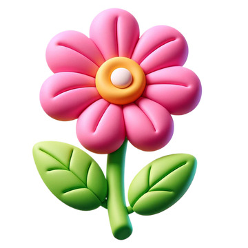 可爱卡通粘土3D一朵小花素材