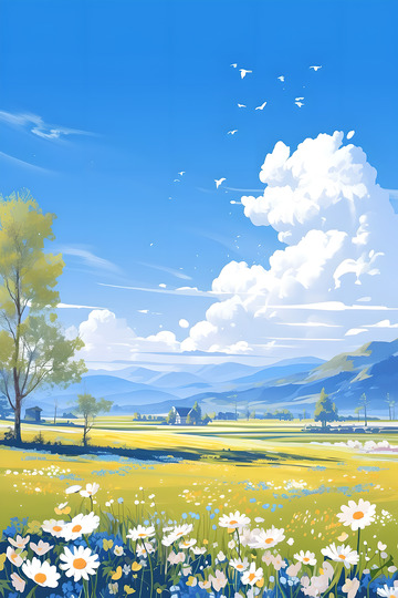 野花烂蔓插画背景素材