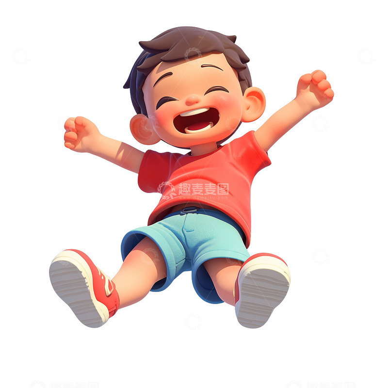 高清大图下载【趣麦麦图】小孩开心跳跃