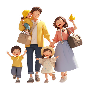 一家人在户外郊游