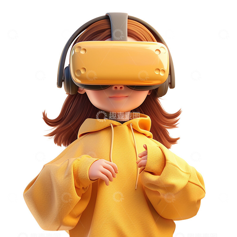 高清大图下载【趣麦麦图】女孩戴着虚拟现实眼镜VR