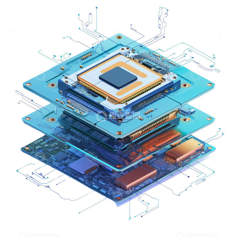 高清大图下载【趣麦麦图】卡通未来科技芯片电路板