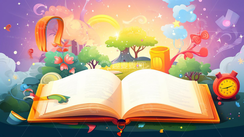 高清大图下载【趣麦麦图】彩色卡通书本读书日插画背景