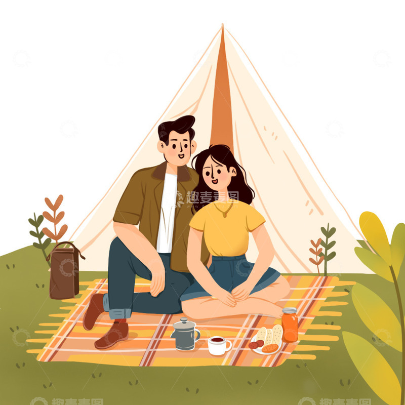 郊游踏青场景人物