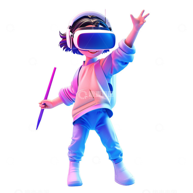 高清大图下载【趣麦麦图】男孩戴着虚拟现实眼镜VR