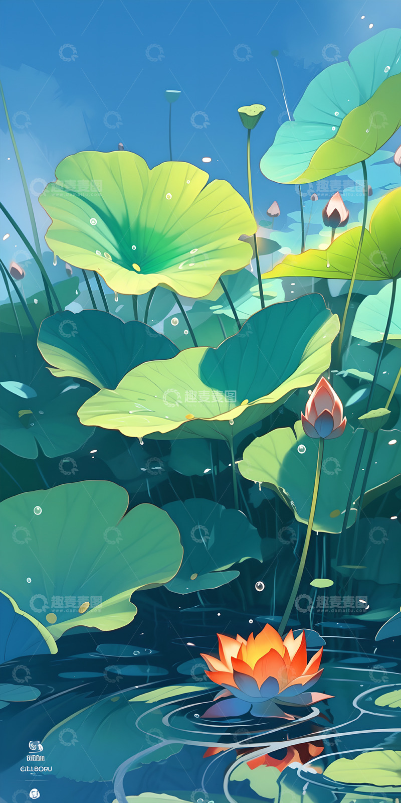 高清大图下载【趣麦麦图】谷雨节气插画背景素材