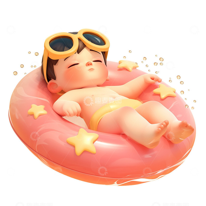 小朋友在游泳圈里玩耍游泳2